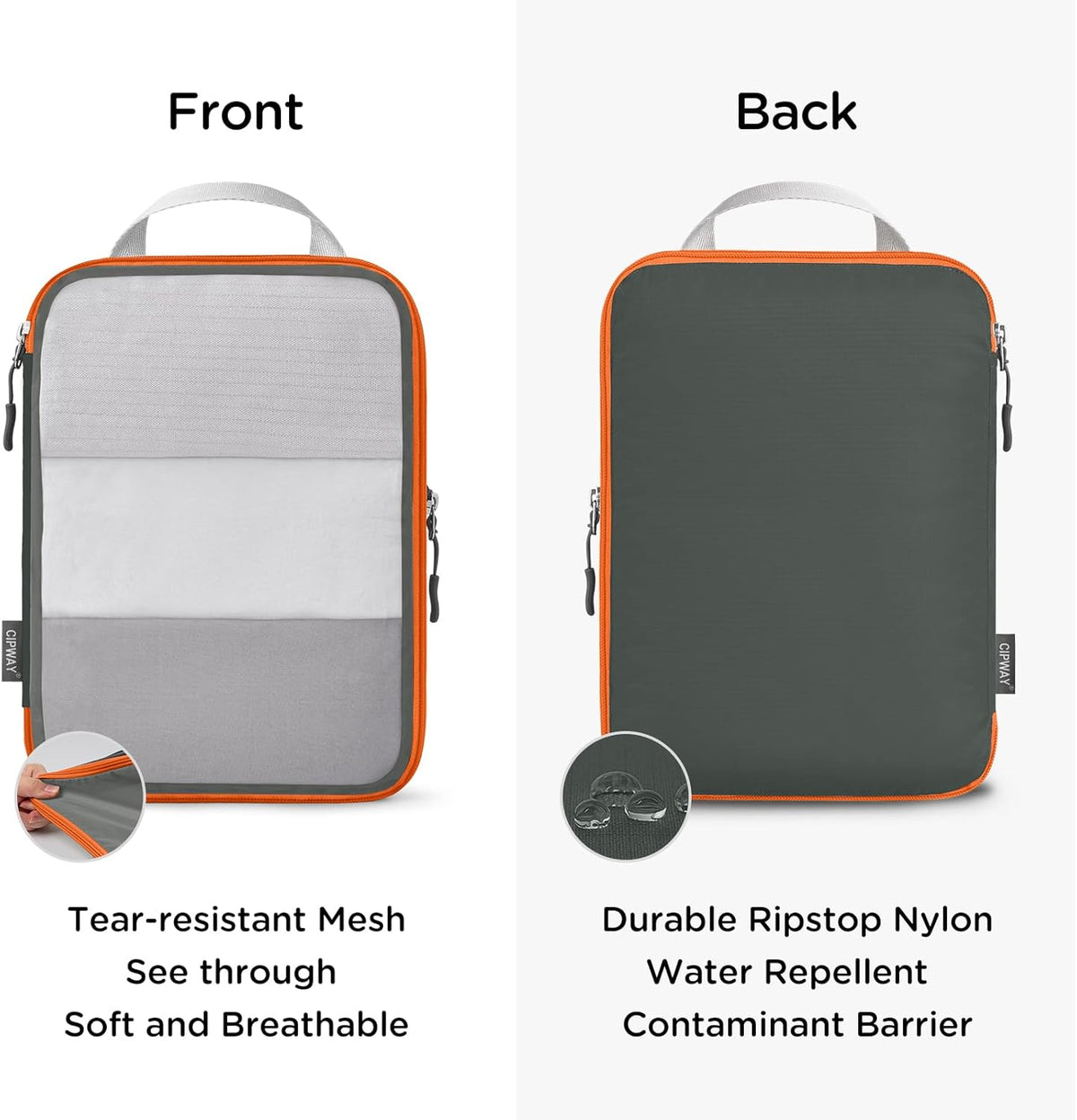 Cipway Mesh Compression Packing Cubes, Ultralight See Through Luggage Organizer Bags, Travel Essentials for Carry on Suitcase （3Pcs,Grey）