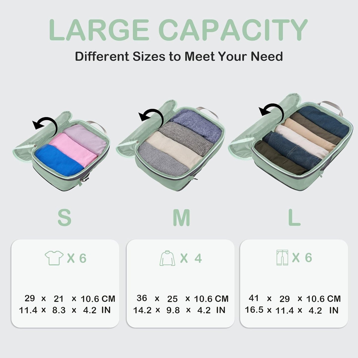 Cipway Compression Packing Cubes, Ultralight Luggage Organizer Bags, Travel Essentials for Carry on Suitcase (3 Piece,Sage Green)