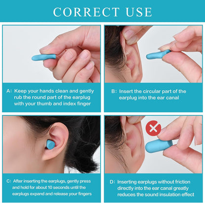 30Pair Soft Foam EarPlugs, 32dB Disposable Sound Blocking Noise Cancelling Ear Plugs for Sleeping/Concerts Loud Music/Shooting Guns/Work Construction, Hearing Safety Protection (Blue)