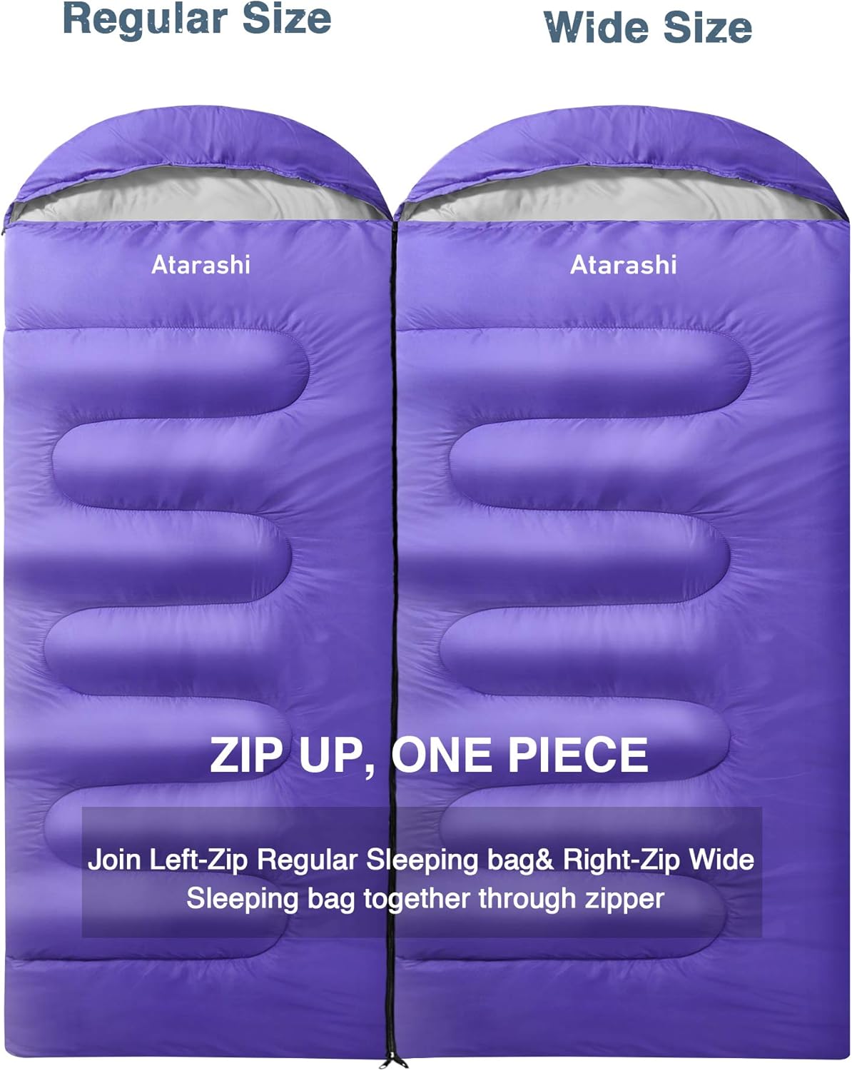 Atarashi Camping Sleeping Bag- 4 Seasons for Adults, Light, Warm, Extra-Large with Compression Sack- Great for Hiking, Backpacking & Outdoor Adventures