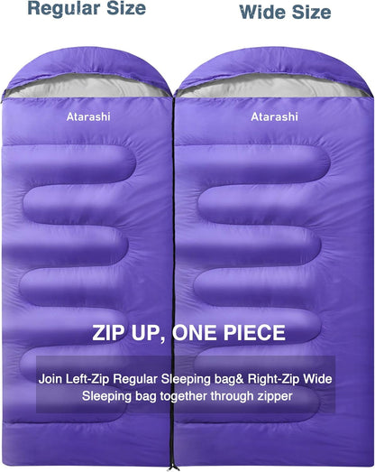 Atarashi Camping Sleeping Bag- 4 Seasons for Adults, Light, Warm, Extra-Large with Compression Sack- Great for Hiking, Backpacking & Outdoor Adventures