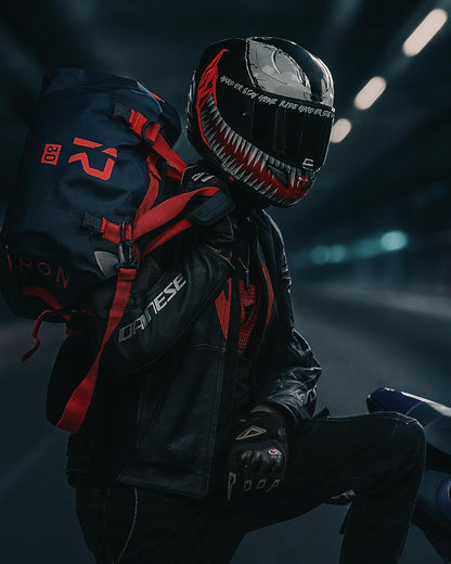 IRON JIA'S Motorcycle Dry Bag - Waterproof Duffle & Luggage Tail Bag Saddle Bags with Roll Top Closure, Shoulder Straps, Inner Pocket and Mesh Pocket (Navy Blue, 50L)