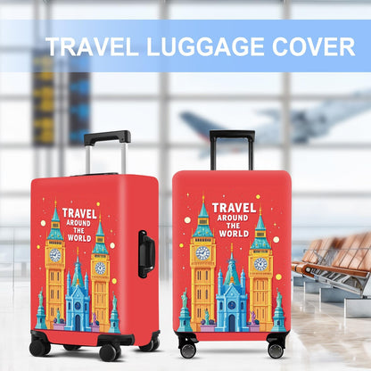 Luggage Cover Washable Suitcase Protector Anti-Scratch,Stretchable Fit for 20-34Inch Luggage Durable Travel Bag Cover with Zipper Closure (London-2, L(fits 28-30Inch suitcase))