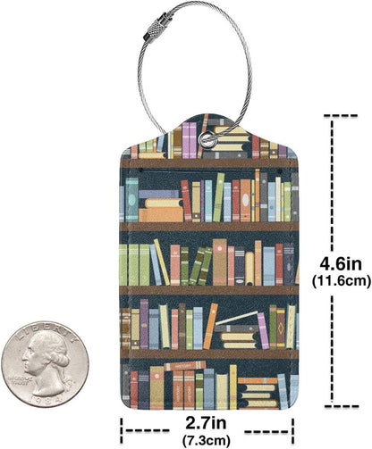 2 Pack Luggage Tags for suitcases Cute Book Luggage Tag, Leather Stainless Steel Loop Label Tag for Men Women Travel Bag Suitcase(Book)