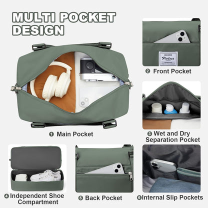 Travel Duffel Bag, Sports Tote Gym Bag, Shoulder Weekender Overnight Bag for Women