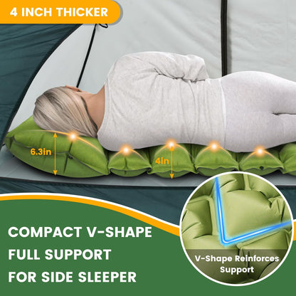 Camping Sleeping Pad, Ultralight Camping Mat with Pillow Built-in Foot Pump, Inflatable Sleeping Pads Compact for Travel, Camping Backpacking Hiking Tent Car Camp Gear