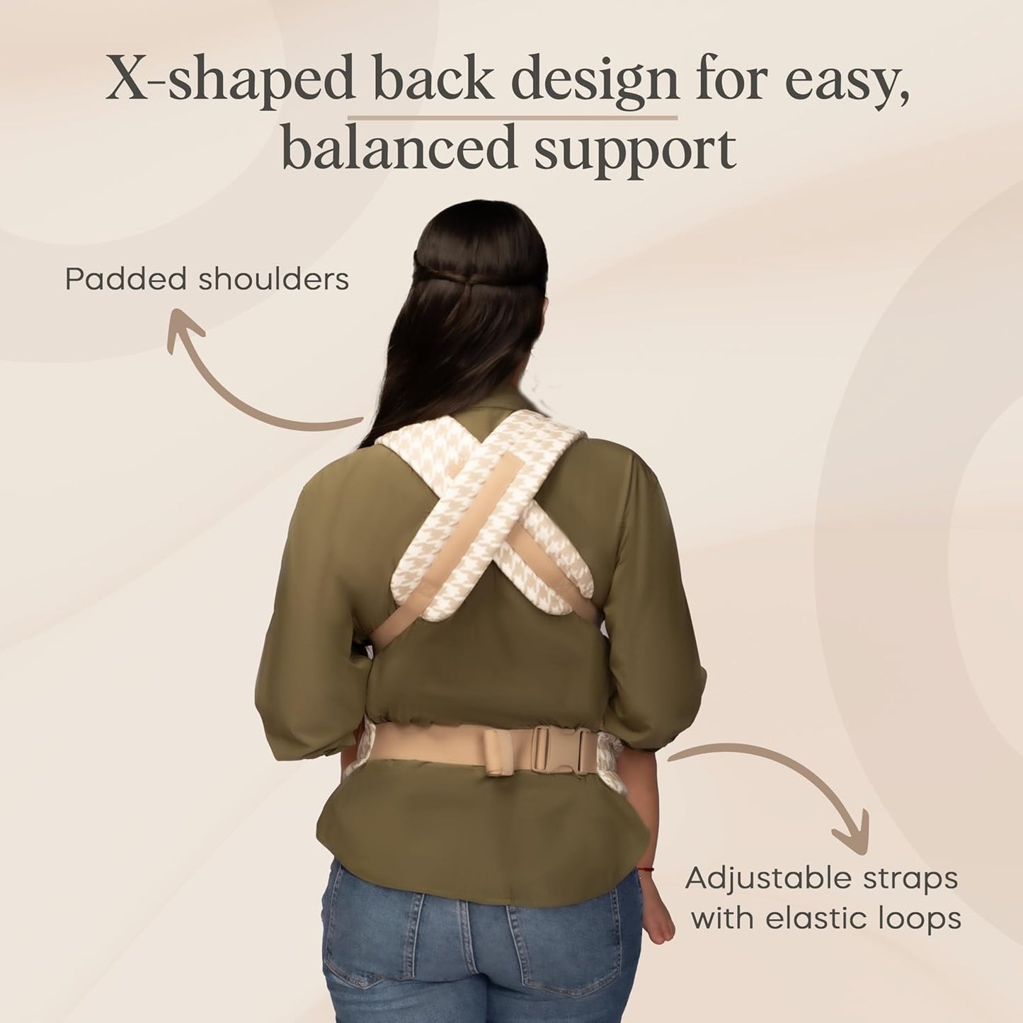 Cub & Co Ergonomic Baby Carrier Newborn to Toddler – 4-in-1 Adjustable with Head & Lumbar Support, Breathable Fabric, Padded Waistband & Travel-Ready Design (Houndstooth)