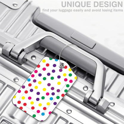 2 Pack Luggage Tags for Suitcases Colorful Polka Dots Leather Luggage Tags Privacy Cover ID Label with Stainless Steel Loop and Address Card for Women Men Travel Bag Backpack