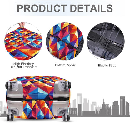 ANNA QUEEN Colorful Geometric Luggage Cover, Abstract Prism Pattern Suitcase Protector, Stretchable, Washable Travel Cover for 20-22 Inch Luggage, Bright, Durable & Eye-Catching