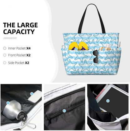 Waterproof Beach Tote Pool Bags for Women Ladies Extra Large Gym Tote Bag for Weekender Travel with Small Pouch