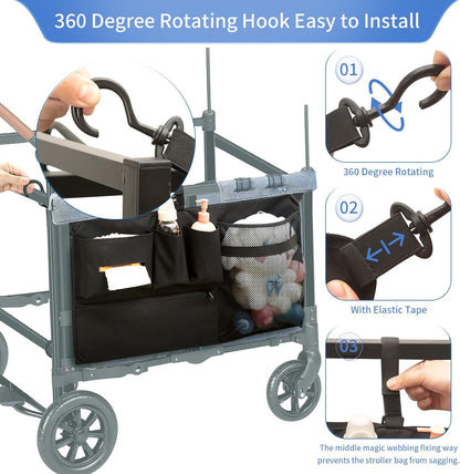 Stroller Wagon Cargo Net for WONDERFOLD Wagon Accessories (Compatible with All W-Series Models), Foldable Mesh Cargo Nets Organizer Bag with Sorting Pockets for Large Storage Space