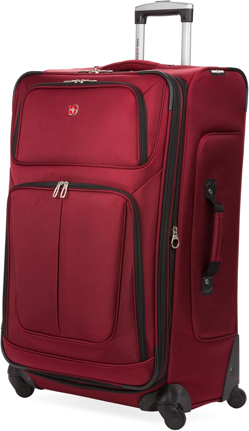 SwissGear Sion Softside Expandable Luggage, Burgundy, Checked-Large 29-Inch