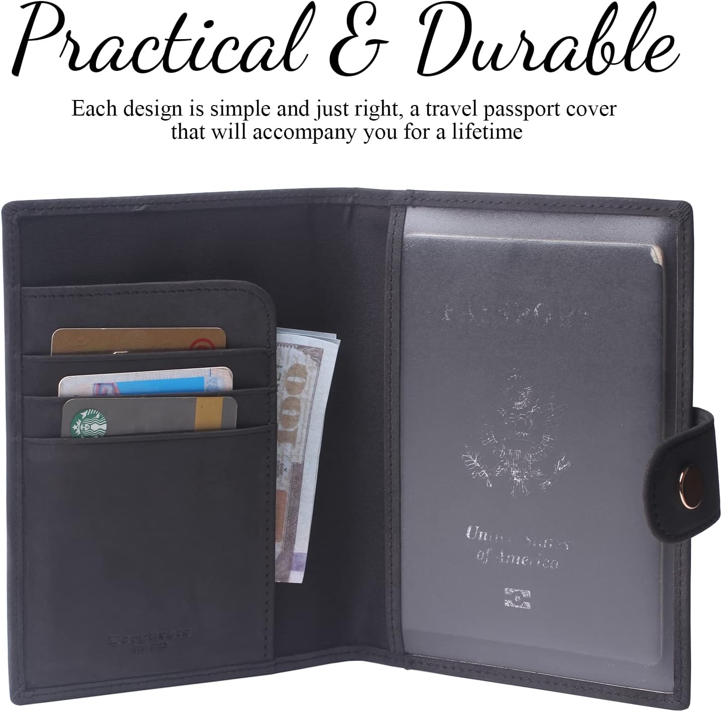 Genuine Leather Passport Case, RFID Passport Cover with Credit Card Holder for Women and Men Family ID Travel