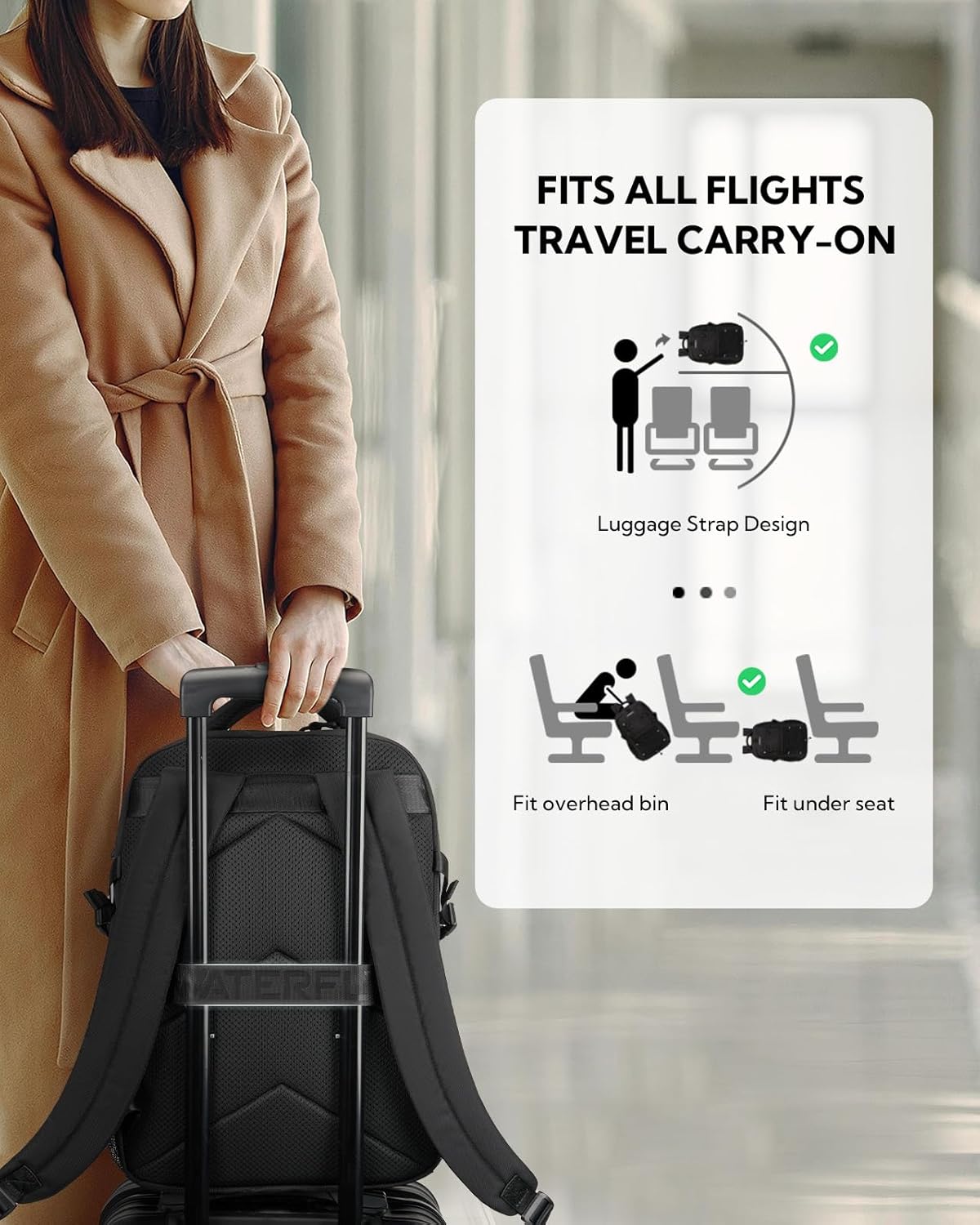 WATERFLY Travel Hiking Casual Backpack: 22L Lightweight Everyday Outdoor City Daypack College Bookbag for Woman Man