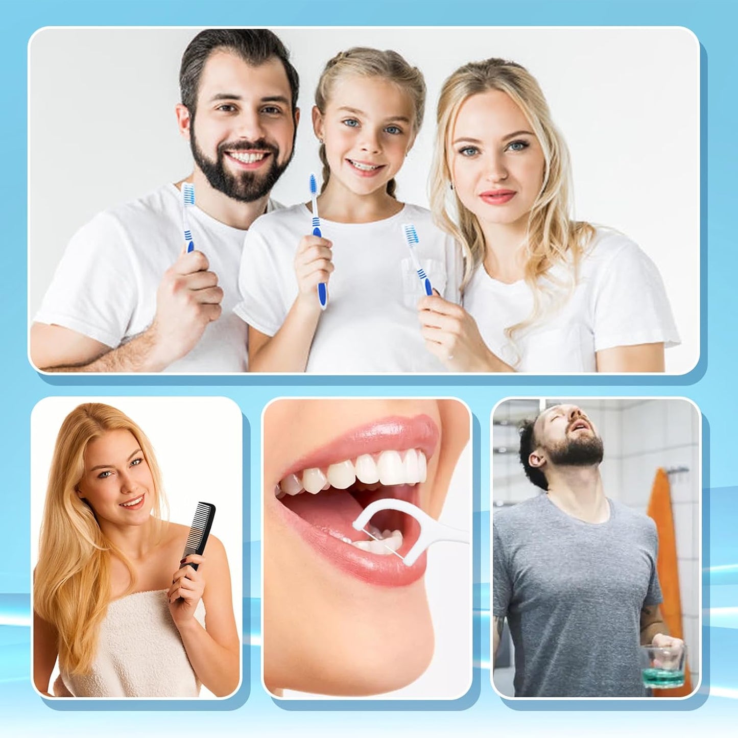 50 Set Travel Toothbrush Kit Bulk,Disposable Toothbrush with Toothpaste Set with Mouthwash,Toothpaste,Cover,Comb,Zip Bag,Floss Picks,Toothbrushes Set for Homeless,Travel