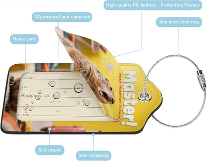 Fun Luggage Tags for Suitcases Leather Name Tag for Luggage Cute Travel Baggage Tags for Carnival Cruise Ships with Funny Patter 2pcs (Yellow Capybara)