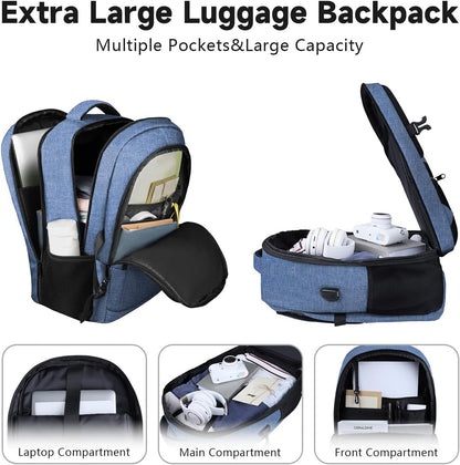 Lapsouno Extra Large Travel Backpack, TSA Laptop Backpack, 17 inch Bag with USB Port, 40L Carry on College School Computer Bag for Men Women, Blue