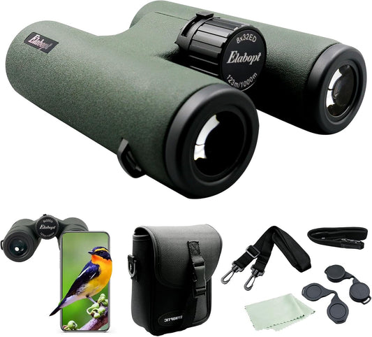 8x32ED Compact Binoculars for Adults – High-Powered BAK4 Prisms, Diamond White Coating, Waterproof & Fogproof, Rubber Armored – Ideal for Bird Watching, Hunting, Travel, Outdoor Sports