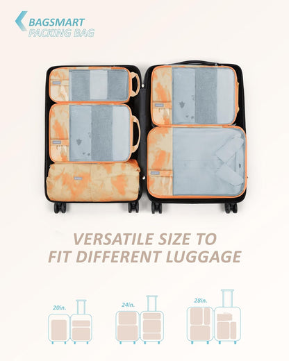 BAGSMART 6 Set Compression Packing Cubes - Lightweight Travel Essentials, Durable Luggage Organizer