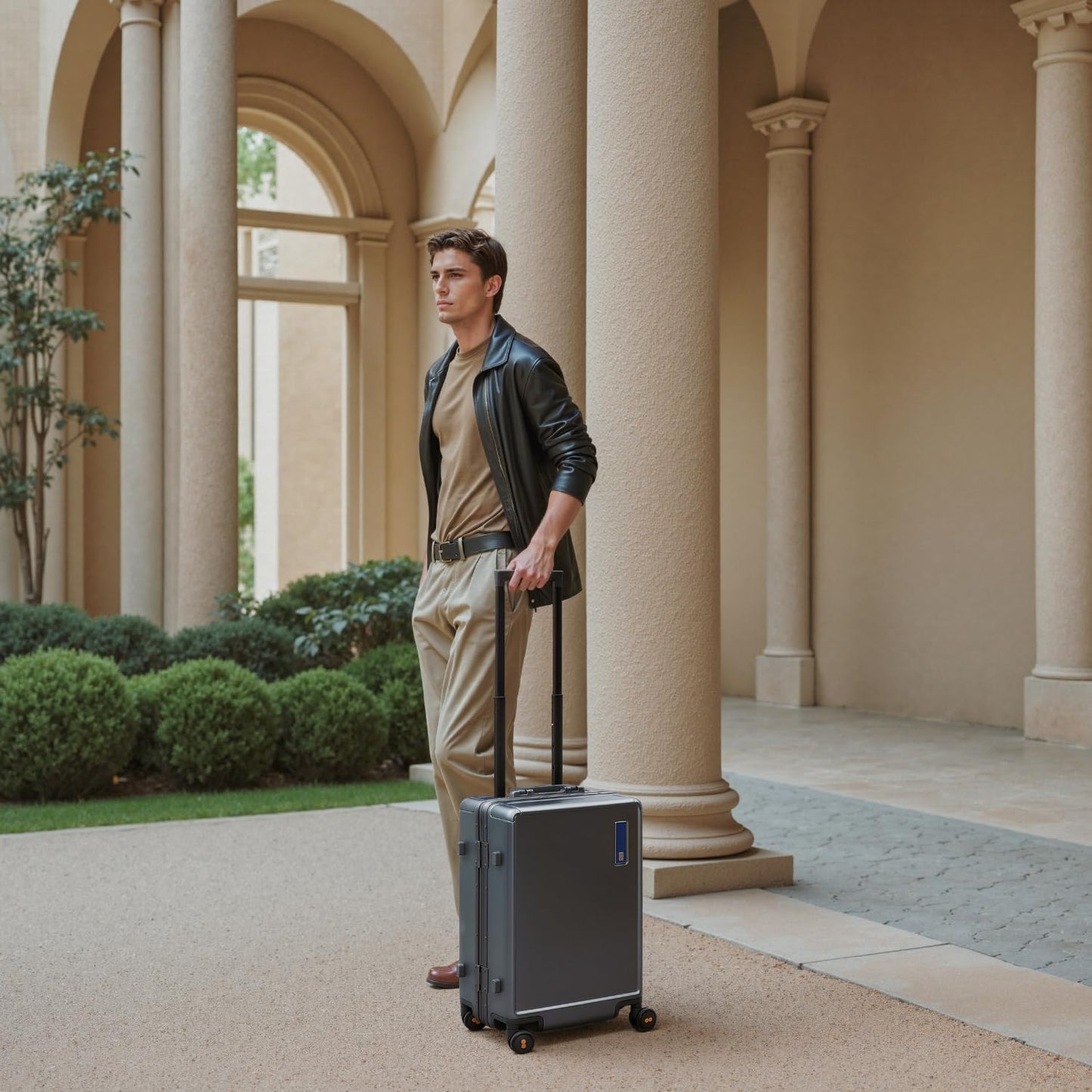 LEVEL8 Zipperless Carry On Luggage Airline Approved with Aluminum Frame, Hard Shell Suitcase with Spinner Wheels, Metal Checked Luggage with Double Tsa Locks, 20 Inch, Grey