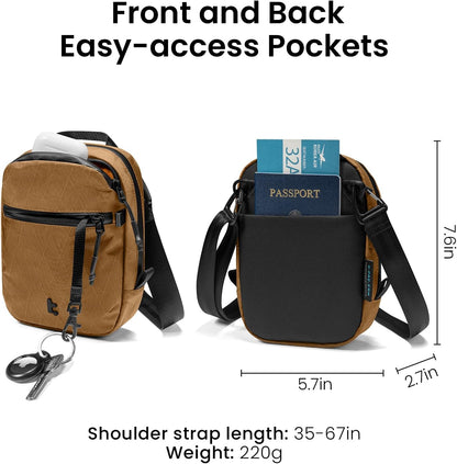 tomtoc Aviator-T37 X-Pac Travel Crossbody RFID Blocking Bag, Holds 4-6 Passports with Anti-theft Lockable Zippers, Multiple Pockets for Cards & Documents – Organizer for Daily Use