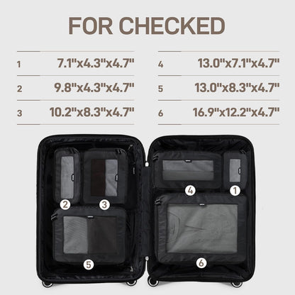 EPICKA TripCozy Compression Packing Cubes - 6 Set Durable Travel Organizer Bags with Mesh Top, Expandable Travel Accessories for Carry on, Luggage, Suitcase, Backpack (Dark Grey)