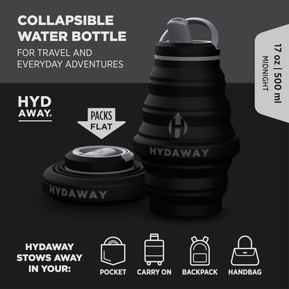 HYDAWAY 17oz Collapsible Water Bottle - BPA-Free, Leakproof, Lightweight, and Space-Saving - Perfect for Travel, Hiking, and Everyday Hydration
