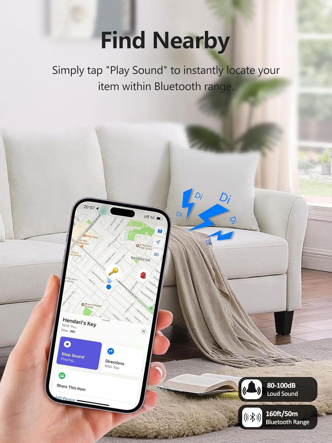 Tracker Tags, Item Finder Work with Apple Find My (iOS Only), Tracking Device Locator Smart Tag for Luggage, Keys, Wallet, Bike, Pets, Bags (Black, 1 Pack)