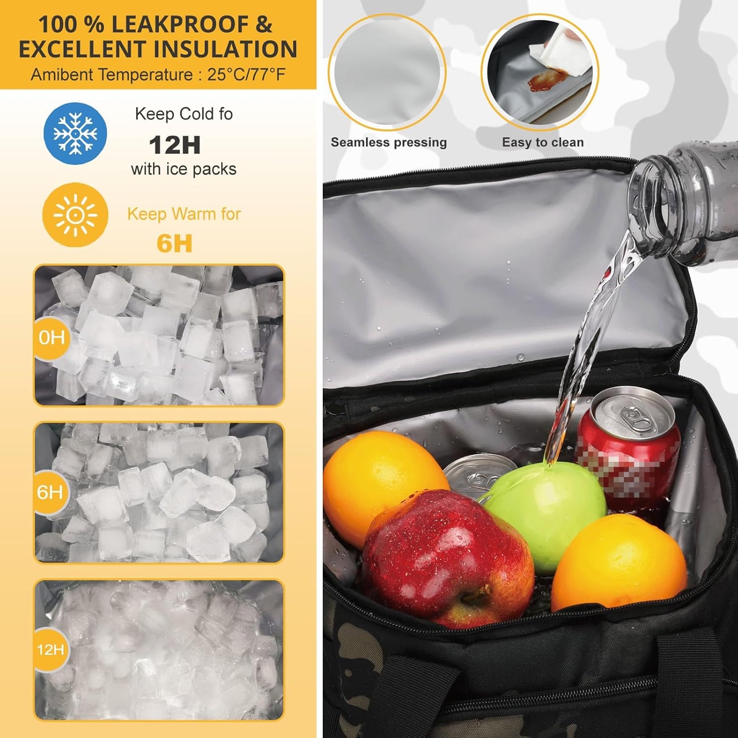 Tactical Backpack Cooler,Lunch Backpack for Men Adults Work with Handle，Soft Cooler Backpack Insulated Waterproof Leak Proof