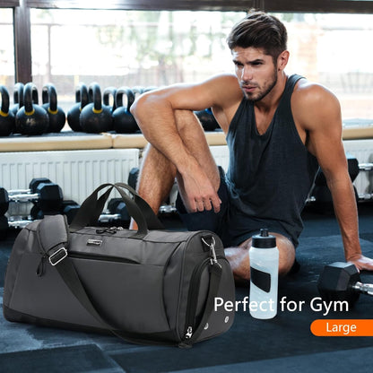 TOPDesign Gym Bag for Women & Men, Unisex Duffel Bag with Shoe Compartment & Wet Pocket for Travel Sports Gym (M Grey)