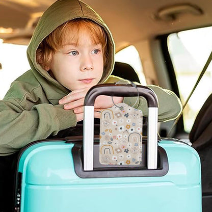 2Pcs Luggage Tag for Suitcase Boho Flowers Rainbow Cute Suitcase Tag with Privacy Flap & Name ID Label & Metal Loop,Travel Bag Luggage Tags for Women