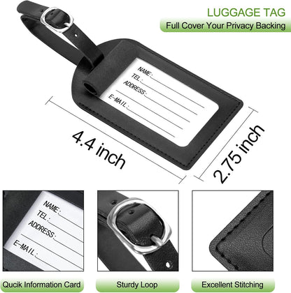 Passport Holder With Luggage Tag Travel Essentials Passport Cover Wallet RFID Blocking Leather Case International Must Haves Travel Accessories Women Men(115#Black)