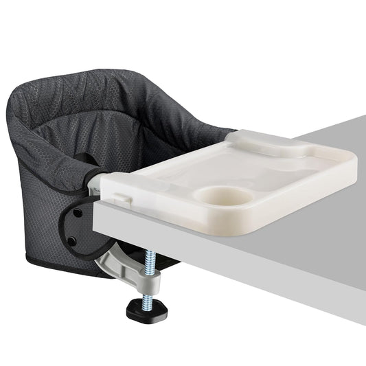 Hook On Chair with Removable Dining Tray,Portable Table High Chair, Folding Baby Chair with Storage Bag for Indoor/Outdoor(Black)