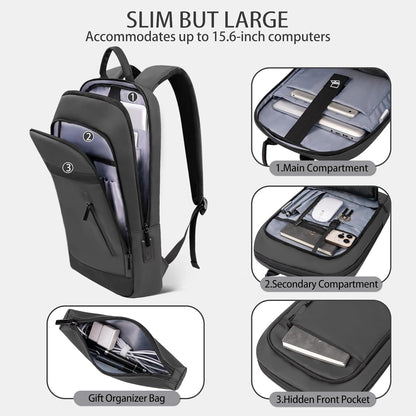 Business Backpack for Men Lightweight Commute Laptop Backpack Anti-Theft Water Resistant Backpack for 17.3 Inch Computer for Daily Office Work with Small Bag (Grey)