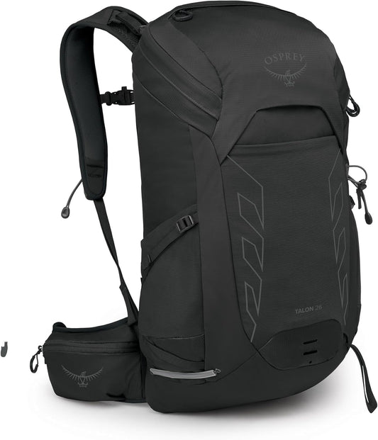 Osprey Talon 26L Men's Lightweight Hiking Backpack with Hipbelt, Black/Coal Grey