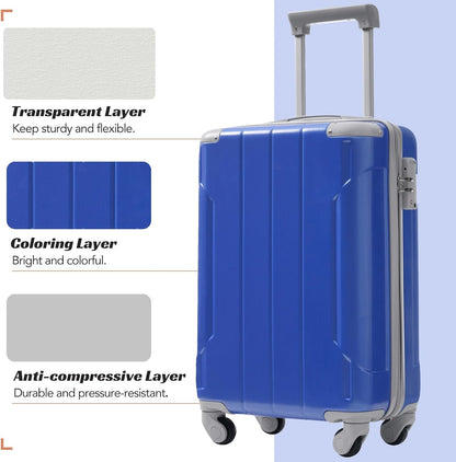 Merax Luggage Set 3 Piece, 20 Inch Carry on Spinner Suitcase with Corner Guards, Lightweight Durable, Airline Approved for Business or Weekend Travel