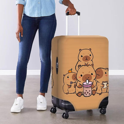 Milk Tea Capybara Luggage Cover Fit 26-29 Inch Universal Thickness Suitcase Covers Protector with Invisible Zipper Scratch-Resistan Travel Luggage Baggage Case
