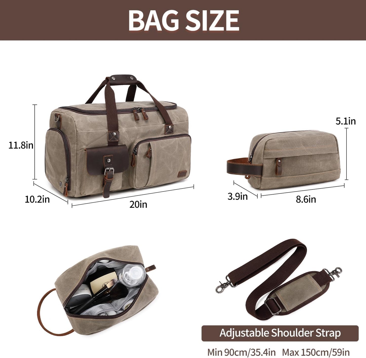 Travel Duffle Bag Weekender Bag with Shoe Compartment Overnight Bag for Men Travel Bag Carry On Lugguage Light Green