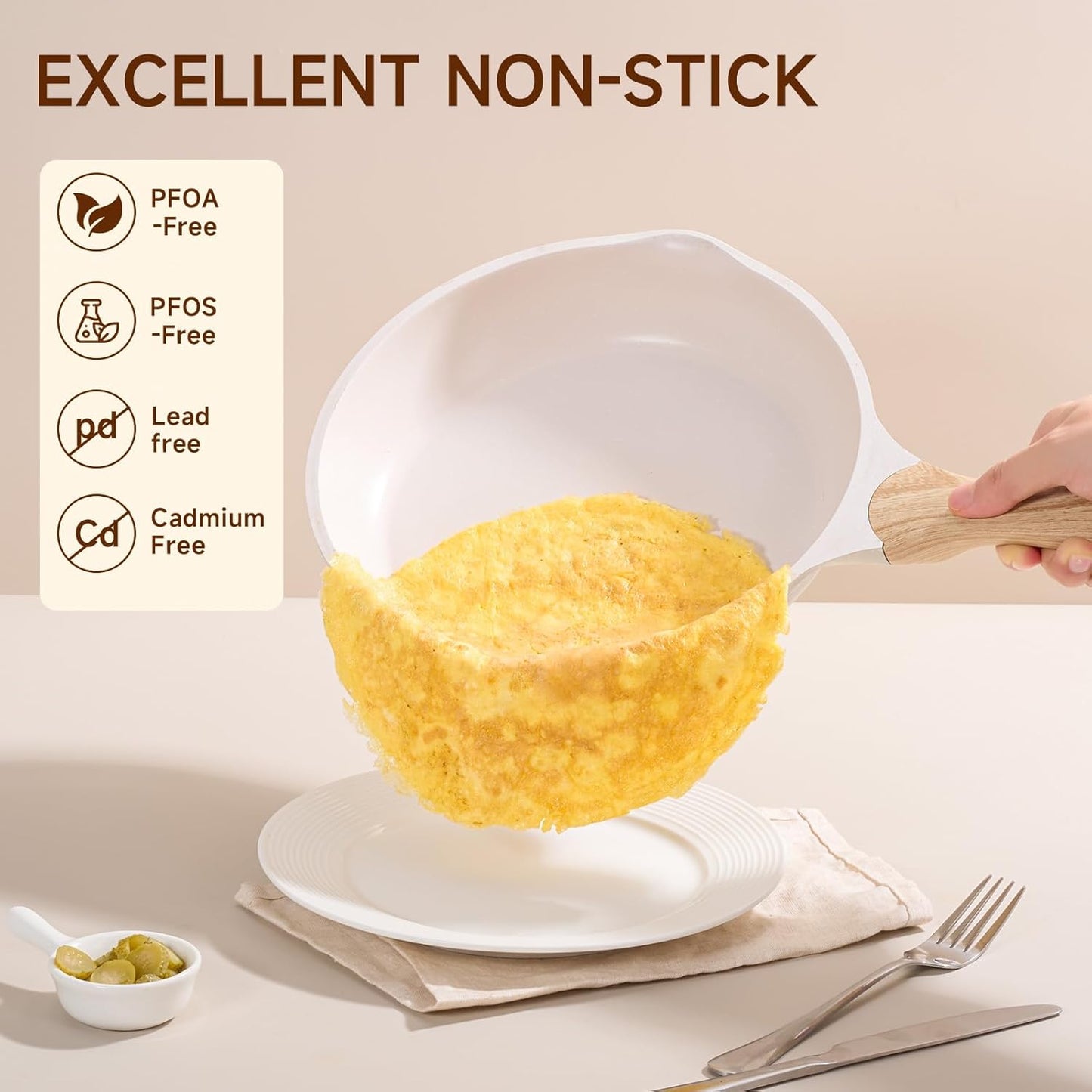 JEETEE 23pcs Pots and Pans Set Non Stick, White Cookware Sets for Kitchen, w/Frying Pans, Saucepans, Sauté & Griddle & Crepe Pan, Induction Cooking Pots (PFOA/PFAS Free)