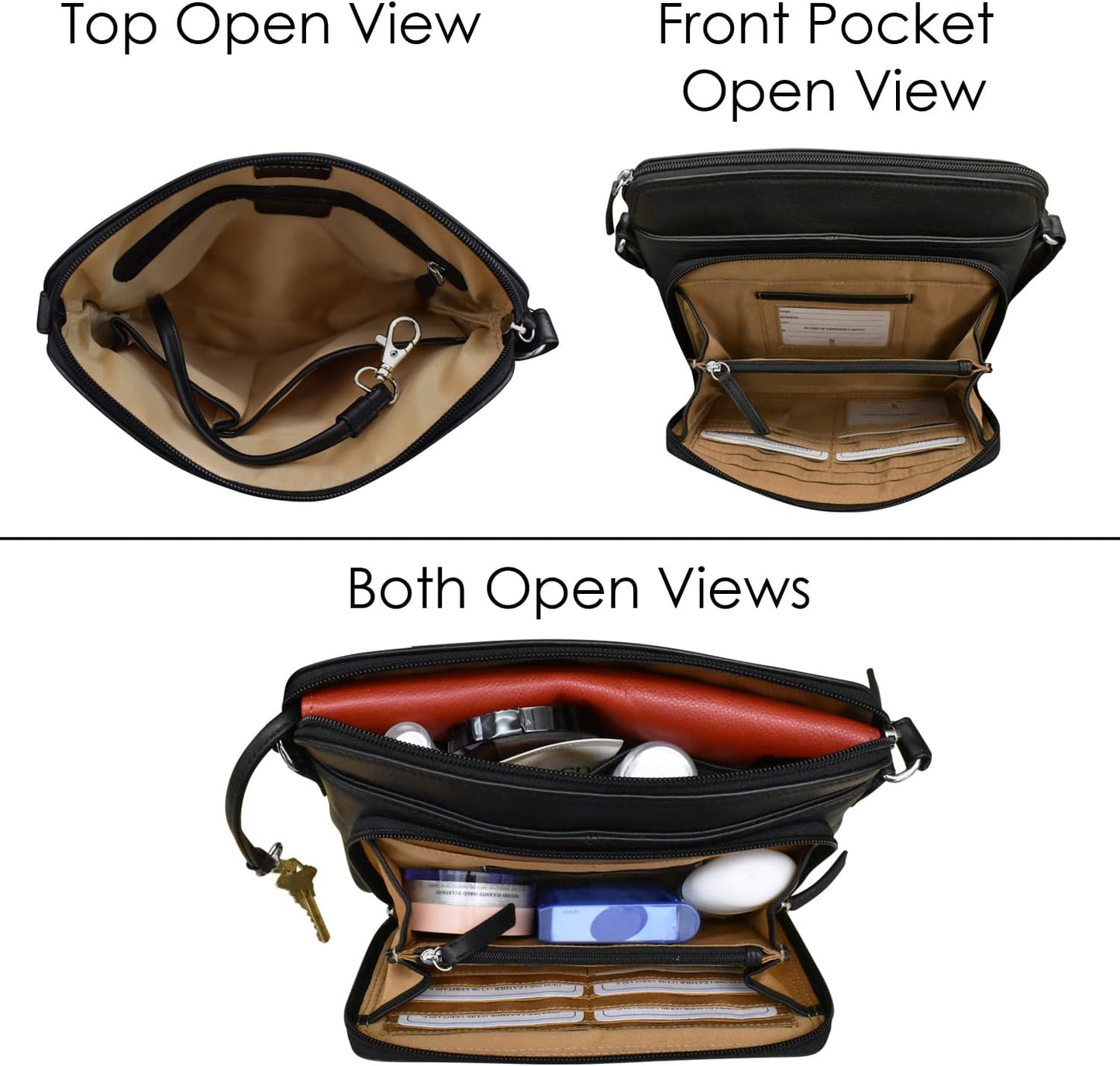 ili New York Genuine Leather Crossbody Bags for Women - Premium RFID Blocking Shoulder Bag Organizer with Adjustable Strap