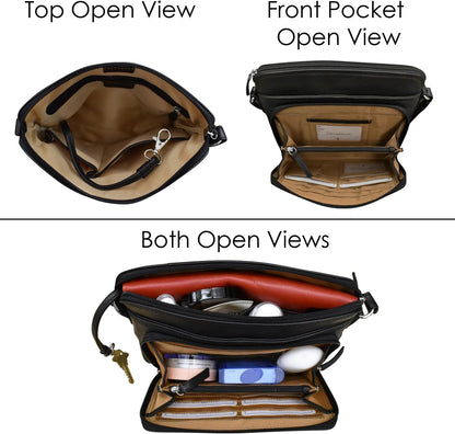 ili New York Genuine Leather Crossbody Bags for Women - Premium RFID Blocking Shoulder Bag Organizer with Adjustable Strap