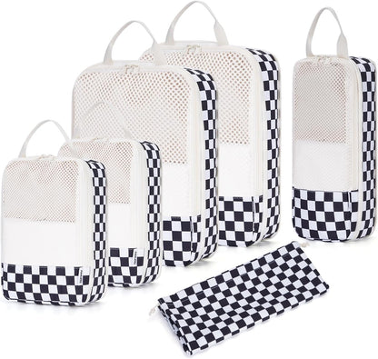 Narwey 6 Set Compression Packing Cubes for Travel Kids Women Carry on, Packing Organizers Bag for Backpack Luggage Suitcase Duffle Bags