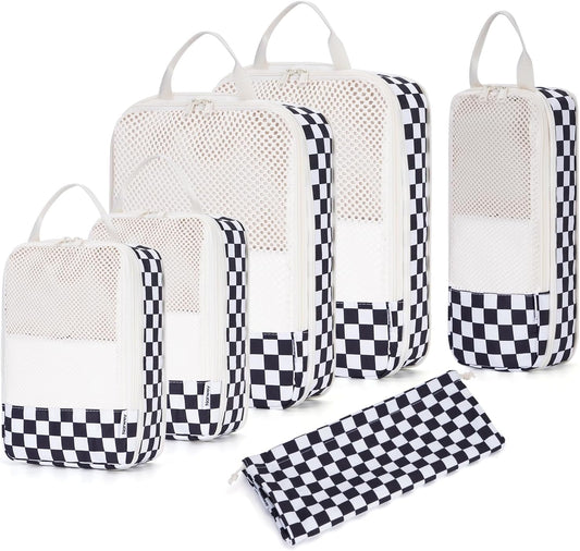 Narwey 6 Set Compression Packing Cubes for Travel Kids Women Carry on, Packing Organizers Bag for Backpack Luggage Suitcase Duffle Bags