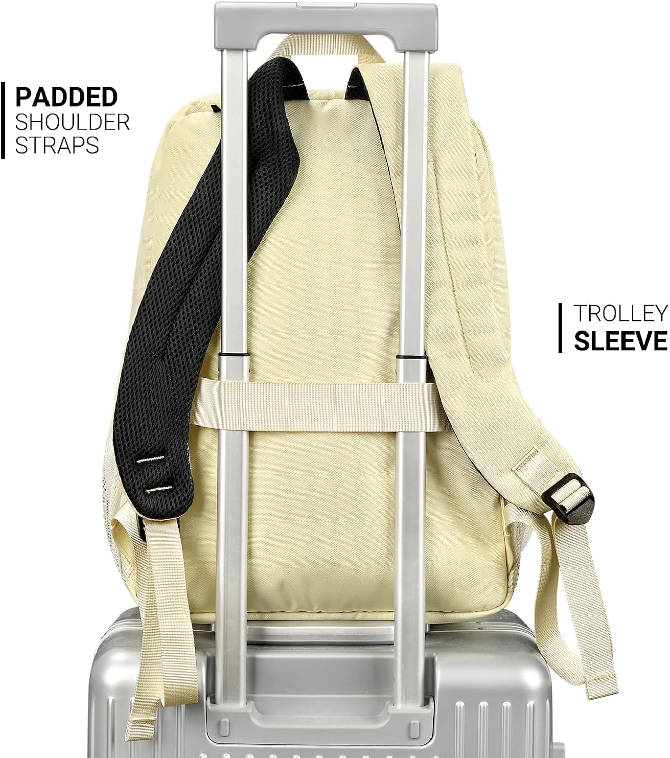 ZORFIN 26L Backpack for College, and Travel: Water Resistant Bookbag - Beige