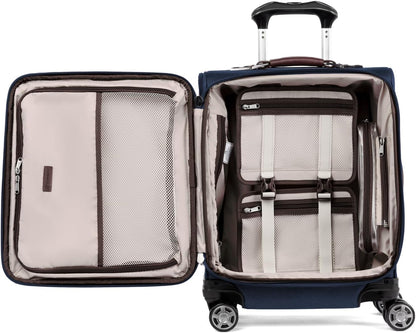 Travelpro Platinum Elite Softside Expandable Carry on Luggage, 8 Wheel Spinner Suitcase, USB Port, Men and Women, International, True Navy, Carry On 19-Inch