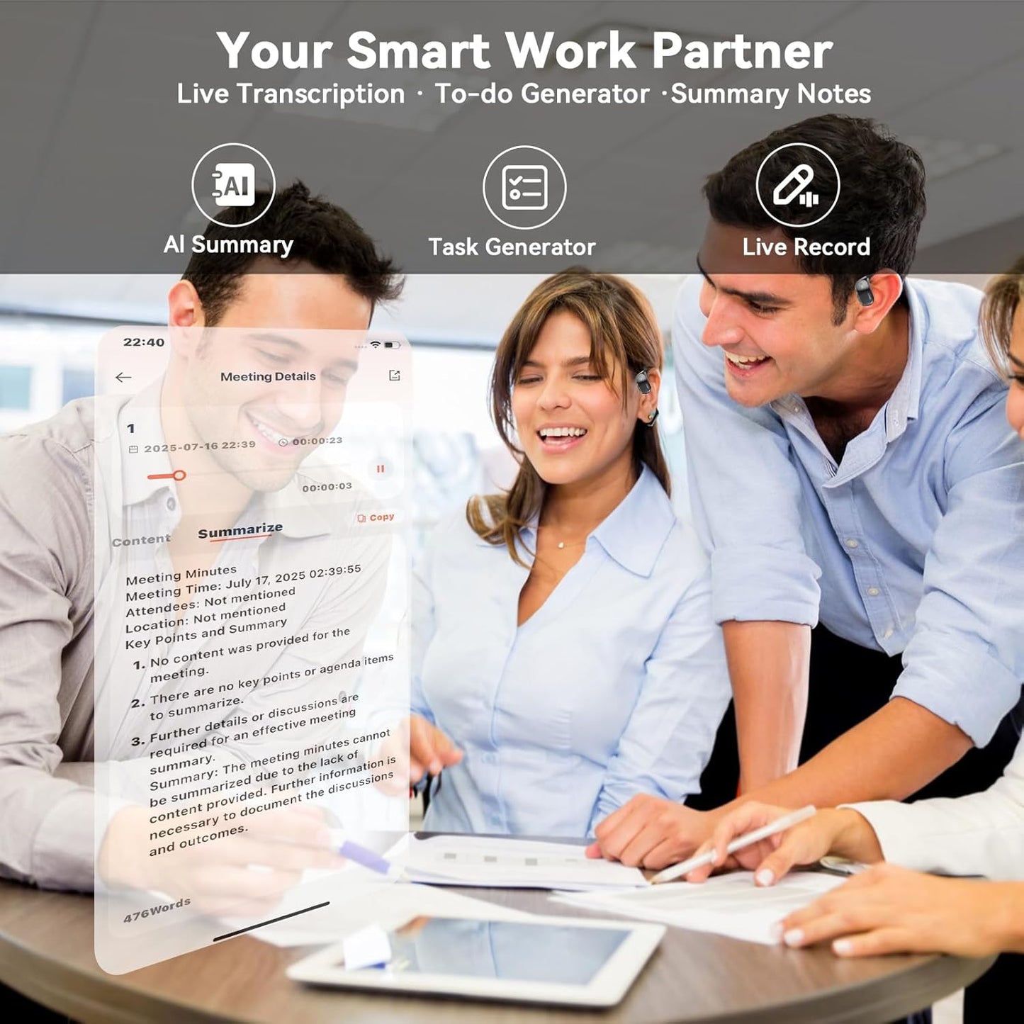 AI Translation Earbuds Real Time- 144 Languages, Meeting Assistant, LCD Touch Screen, Noise Cancelling, Wireless Open Ear Translator Earbuds- Used for Travel, Business, Learning, Grey pr