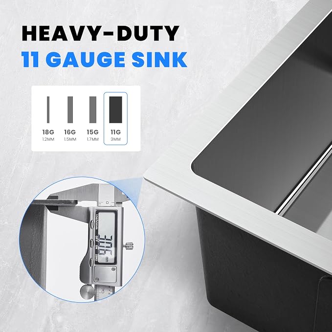 POPFLY 25×18 Inch Drop in Kitchen Sink, 18 Guage Stainless Steel 9 Inch Deep - Image 3