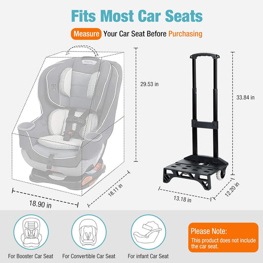 Padded Car Seat Travel Bag for Airplane with Wheels, Heavy Duty Carseat Bags for Air Travel, Rolling Gate Check Backpack and Dolly Carrier, Storage for Baby Essentials, Grey