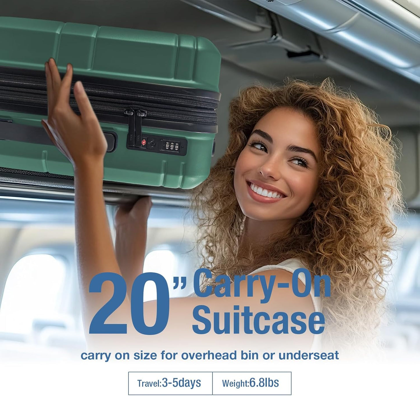 KYME Carry On Luggage 22x14x9 Airline Approved with TSA Lock Hard Shell Carry On Suitcase Lightweight Suitcases with Wheels Small Luggage for Men Women,Carry-On 20 Inch,Green