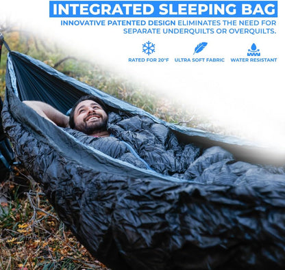 Grand Trunk Evolution 20 Down Hammock - 20°F Cold Weather Hammock with Integrated Sleeping Bag for Camping & Backpacking